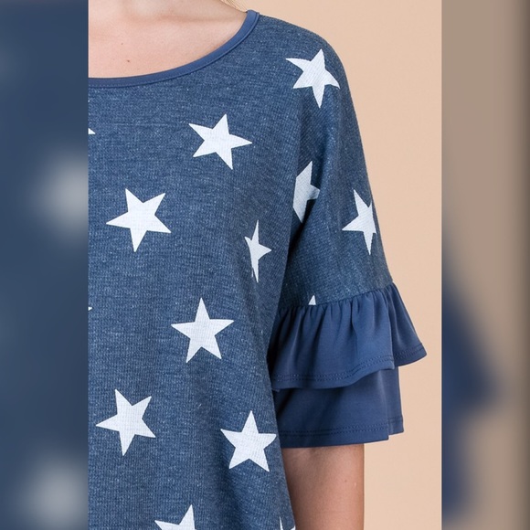LAST 1! Blue 💕! Ruffle Star Top! - Picture 4 of 7